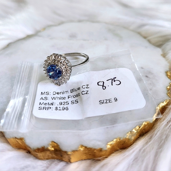 NWT Ryze Denim Blue Cubic Zirconia .925 Sterling Silver Ring - Size 8.75 - Picture 3 of 9